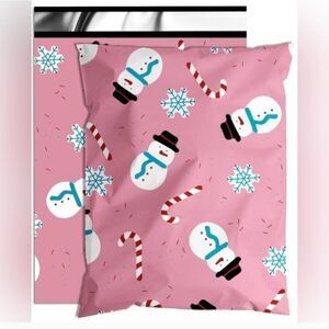 Pink Snowman Candy Cane Poly Mailers  8 Count Boho Office Ship Merch Swag Posh
